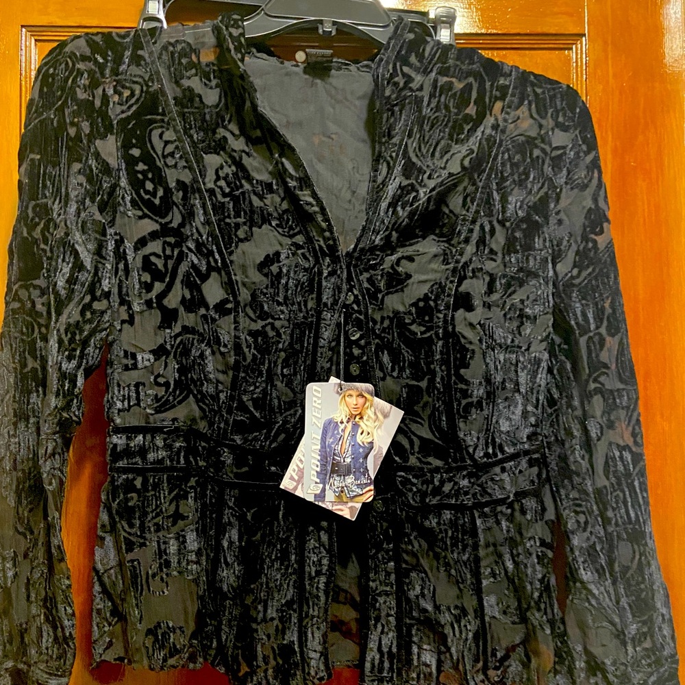 Velvet and sheer black top